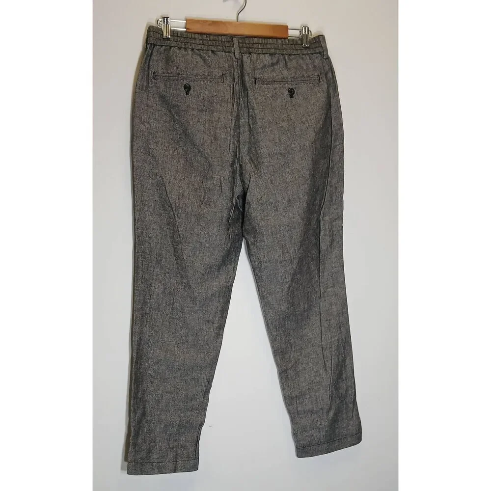 Banana republic womens 30/30 linen cotton pants gray draw string casual